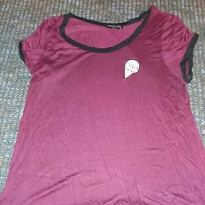 A maroon shirt with a ice cream patch!